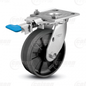 Colson 4 Series 1-1/2" Maxim Wheel on Top Plate Swivel Caster with Foot-Activated Swivel Lock