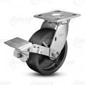 Colson 4 Series 1-1/2" Polyolefin Wheel on Top Plate Swivel Caster with Tread Lock Brake