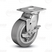 Colson 4 Series 1-1/2" Performa Rubber Wheel on Top Plate Swivel Caster with Top Lock Brake